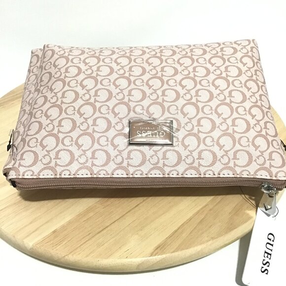 Guess Cosmetic Travel Make Up Toiletry Pouch Bag Junction Travel 2Pcs Blush/Pink - Picture 7 of 8